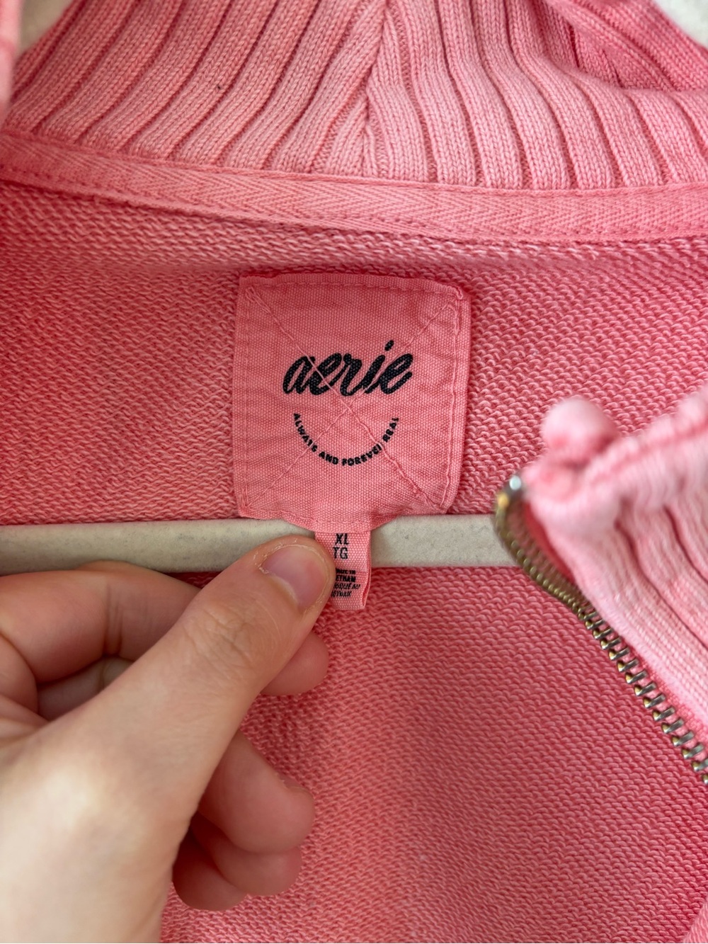Aerie Pink Oversized Quarter Zip Sweatshirt XL Cozy Lounge Pullover Soft Girl - Picture 4 of 12